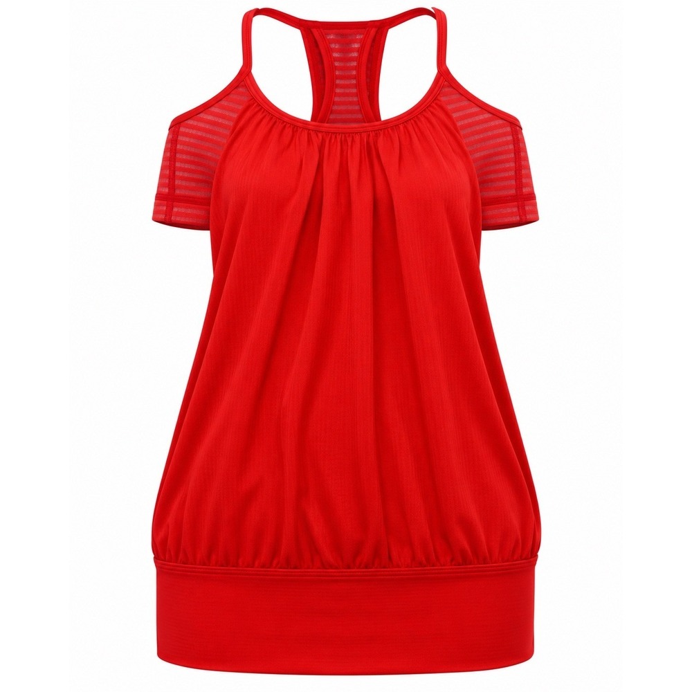Lululemon No Limits Tank Top 2-in-1 Built-in Bra Red Striped Racerback Size 4